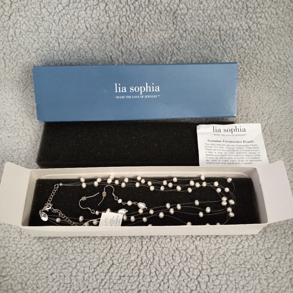 Lia Sophia  Freshwater Pearl necklace and earrings